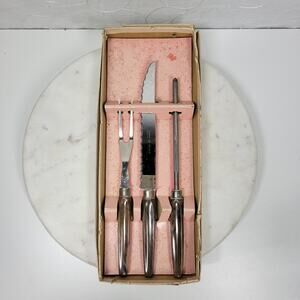 Vintage 3pc Regent Sheffield Cutlery Carving Set Kitchen Knife Stainless England